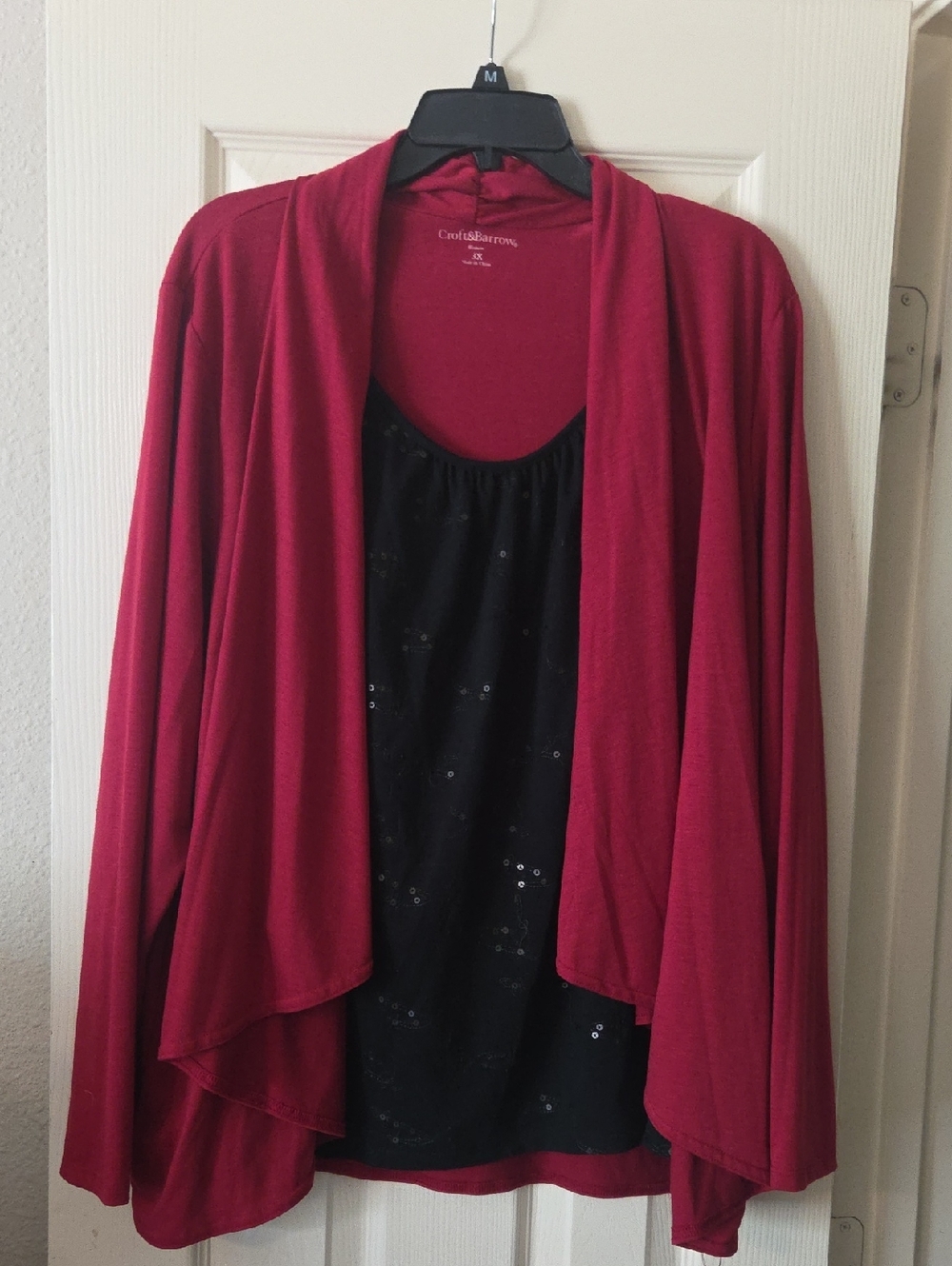 croft & barrow Women's Raspberry Open-Front Draped Cardigan